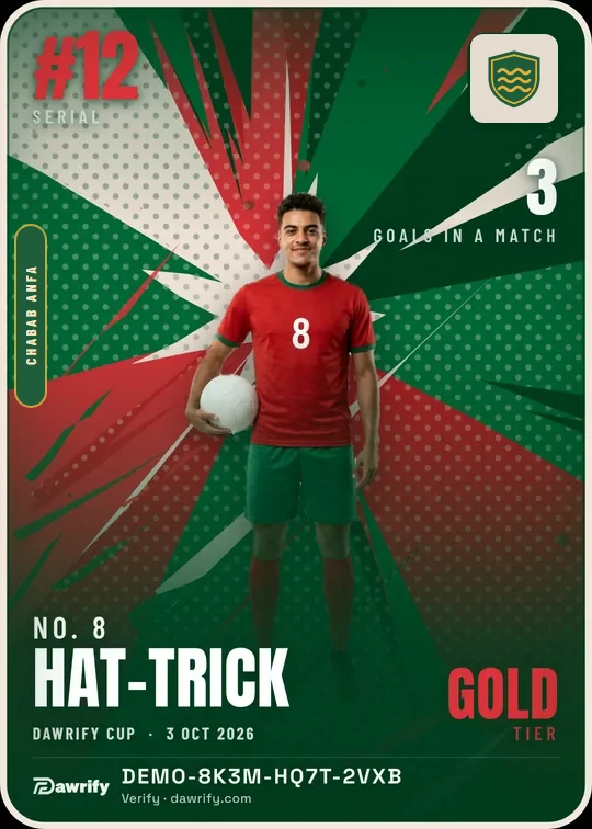 Gold card: Hat-trick, No. 8, Chabab Anfa
